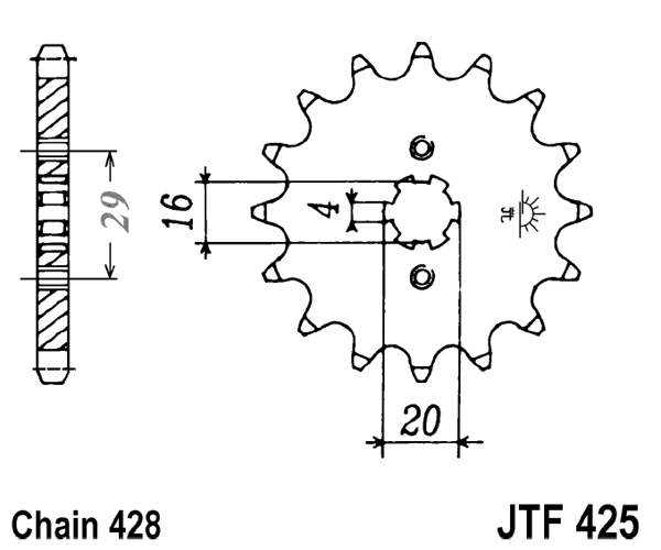 Priekinė žvaigždė JT JTF 425-14 14T, 428